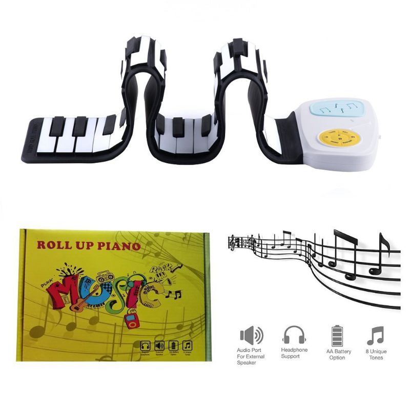 Rainbow Roll Up Piano Portable Foldable Standard 49 Keys Flexible Soft Silicone Electronic Music Piano Keyboard for beginner