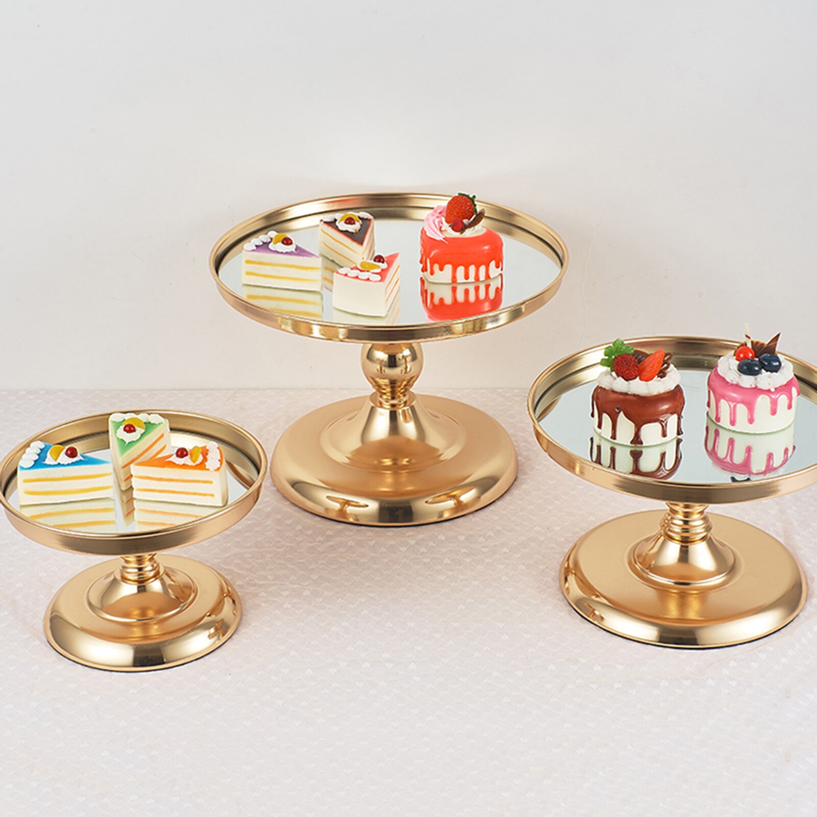 Metalen Ronde Cake Stand Houder Galvaniseren Goud Snoepjes Cupcake Display Lade