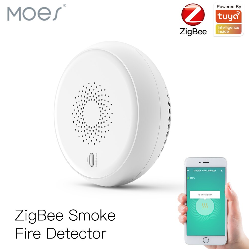 Zigbee Smart Rook Fire Alarm Sensor Detector Home Security Systeem Batterij-Aangedreven Alarm Draadloze Smart Leven Tuya App Controle