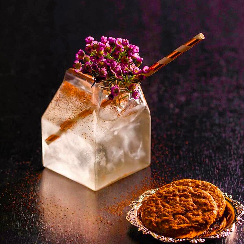 Half Pint Creamer Cocktail Glass Quadrate Milk Carton Box Rum Fruit Juice Beverage Cold Drink Cup For Bar