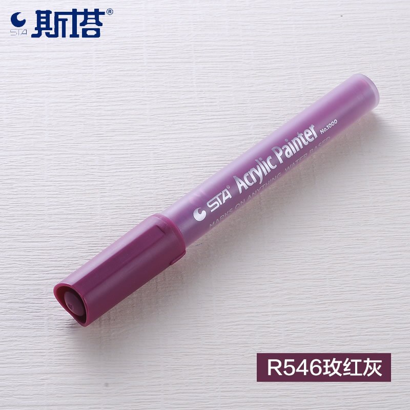 STA 1Pc 2mm Acrylic Paint Marker pen Detailed Marking Color Paint Pens for Ceramic Rock Glass Porcelain Mug Wood Fabric Canvas: Rose red gray R546