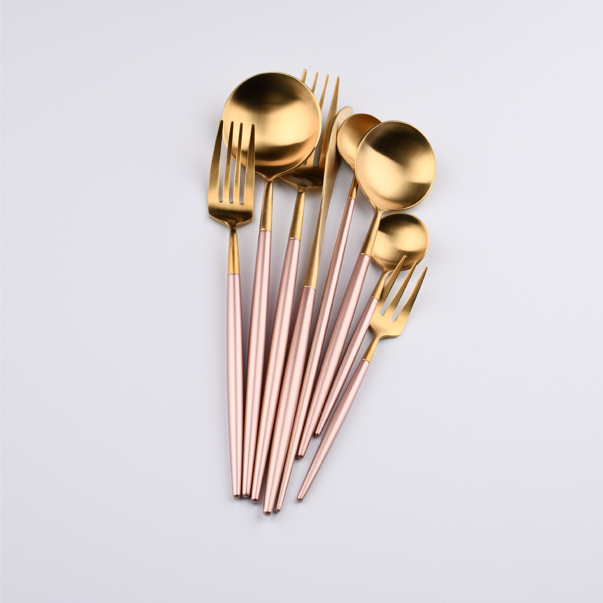 Scandinavische stijl roze goud roestvrij staal western steakmes fruit vork koffielepel eetstokjes thuis diner servies