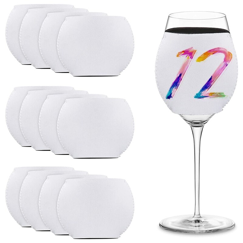 Sublimation Blanks Wine Glass Sleeve Neoprene Wine Glass Insulator Cover For Glass Sublimation Ornaments Supplies: 12 pcs
