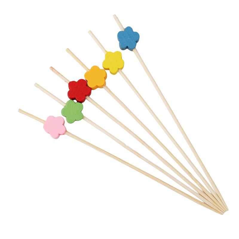 100pcs/pack Disposable Bamboo Food Picks Fruit Fork Sticks Buffet Cupcake Toppers Cocktail Forks Wedding Festival Decoration
