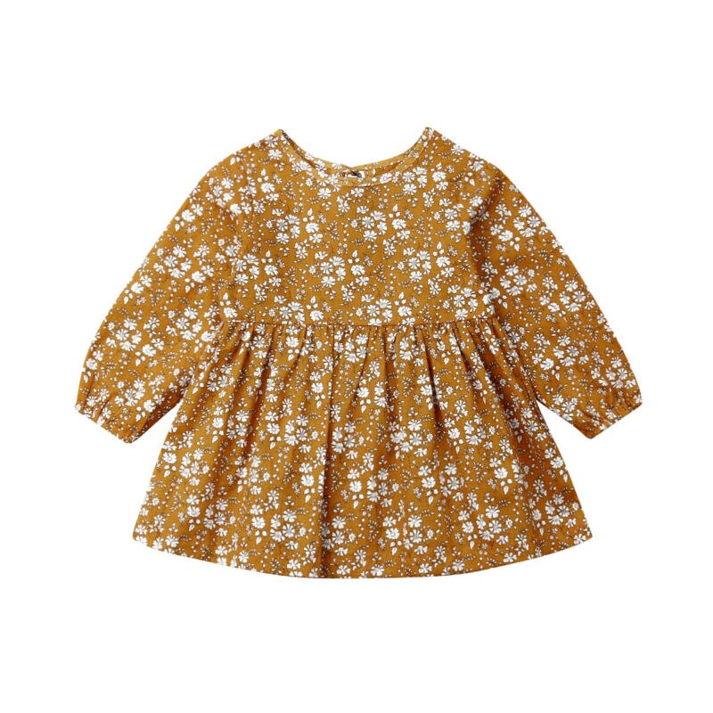 Nuovo Autunno Inverno Del Bambino Delle Ragazze del Vestito Carino Floreale A Manica Lunga Per Bambini Abiti Per Le Ragazze Del Bambino Del Bambino Infantile Lungo Del Manicotto Del Mini Vestito vestiti