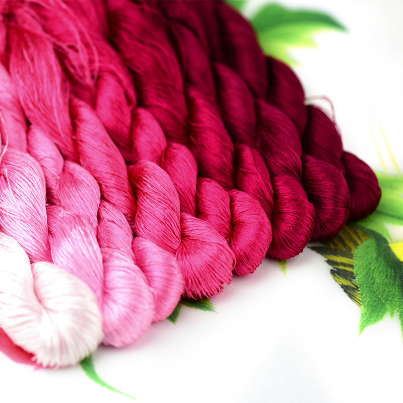 silk embroidery thread / 100% silk thread /hand embroidery embroider cross stitch/rose redseries/8 gradient colors