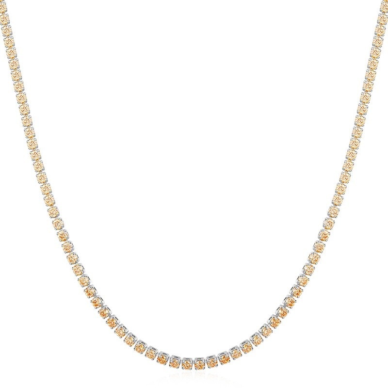 35cm+5cm 2mm gelbgoldene tennis-zirkonia-kette kurze choker-halskette für damen und mädchen schmuck collier collares kolye kette 14 ": Weiß, gold, zirkonia