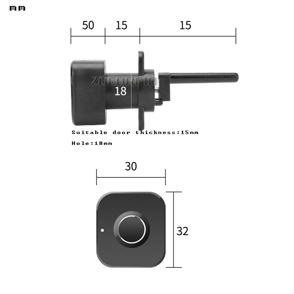 Black security keyless USB rechargeable door lock fingerprint smart lock quick unlock for drawer cabinet