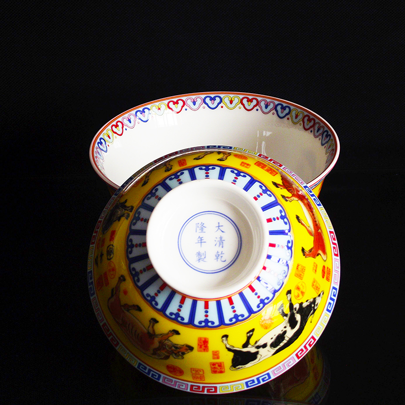 Jingdezhen Bone China Porcelain Bowl Five Oxen High Grade Auspicious Ceramic Bowl Rice Bowl Noodles Bowl Vegetable Bowl