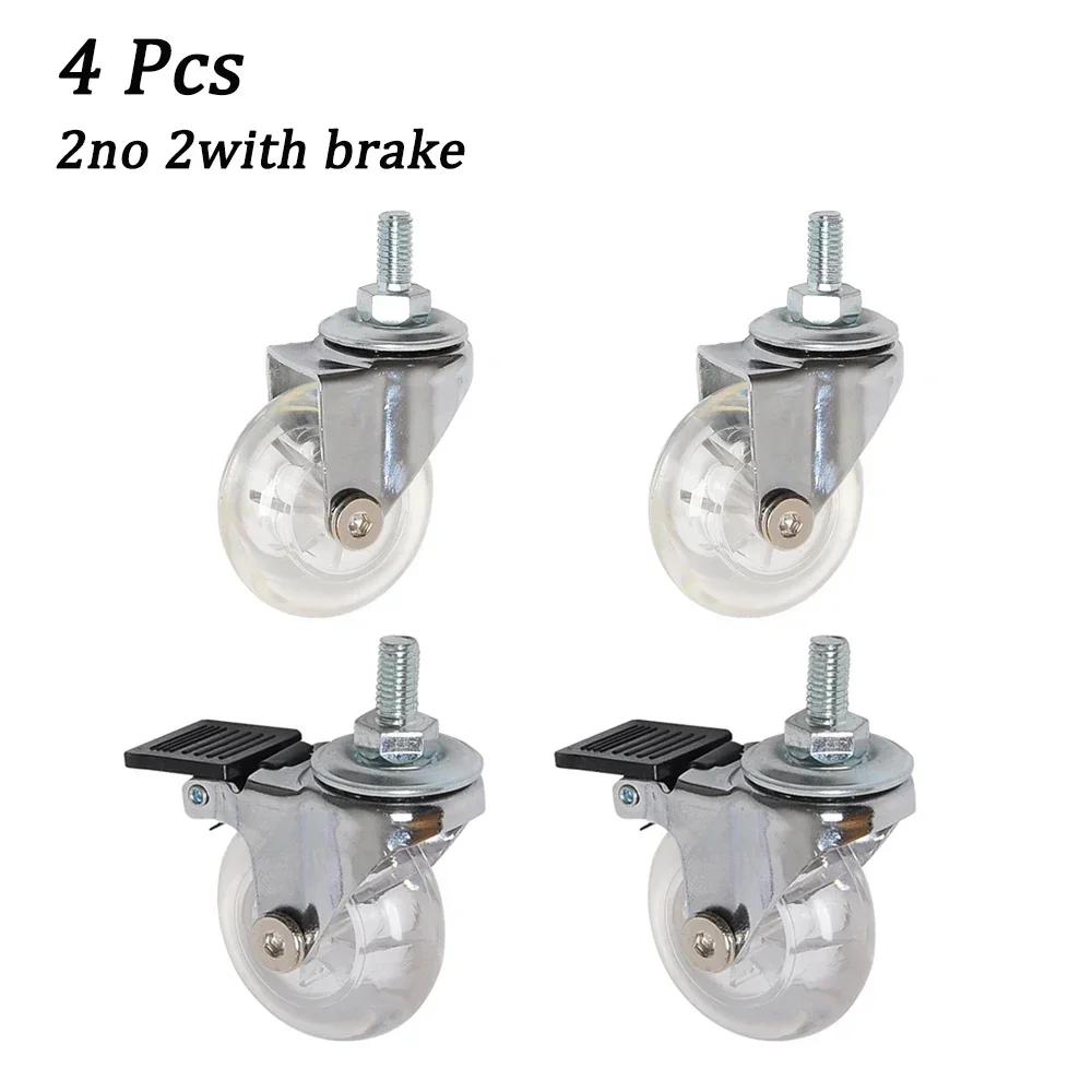 2Inch Zwenkwielen Zware Industriële Zwenkwiel Met M8x15mm Schroefdraad Stuurpen Geen Geluid PU Wielen Voor Karren werkbank: WHITE