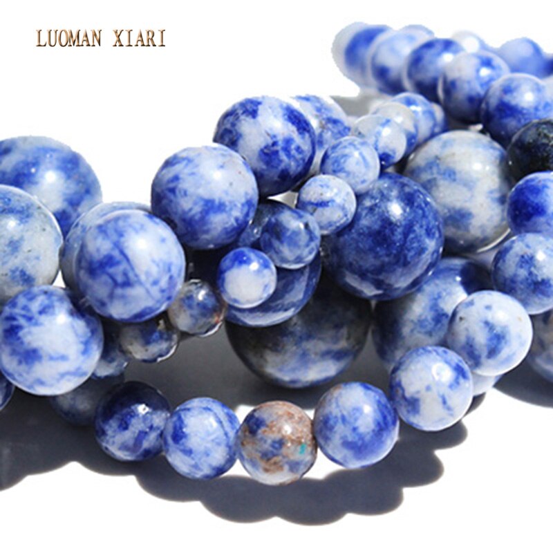 Punkt Blau-vene Sodalith Naturstein Perlen Für Schmuck Machen Für Diy Armbinde Halskette 4mm 6mm 8mm 10mm 12mm Srrand 15''