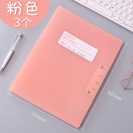 Carpeta de archivos A3/A4, clip de almacenamiento multifunción, carpeta DE DATOS, carpeta de archivos de documentos, 3 piezas: Rosa