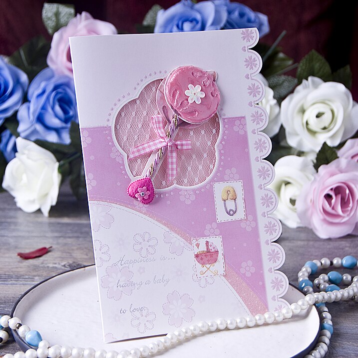 Tarjeta de cumpleaños tridimensional para bebé, invitaciones de luna llena de estilo europeo, ceremonia de nacimiento, invitaciones de boda, banquete de 100 días