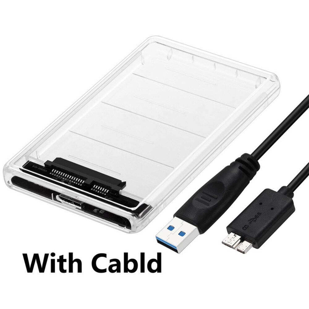 Caja de disco duro externo, carcasa transparente de 2,5 pulgadas, USB 3,0 a SATA SSD, compatible con protocolo UASP SATAlll HDD Encl de 2TB