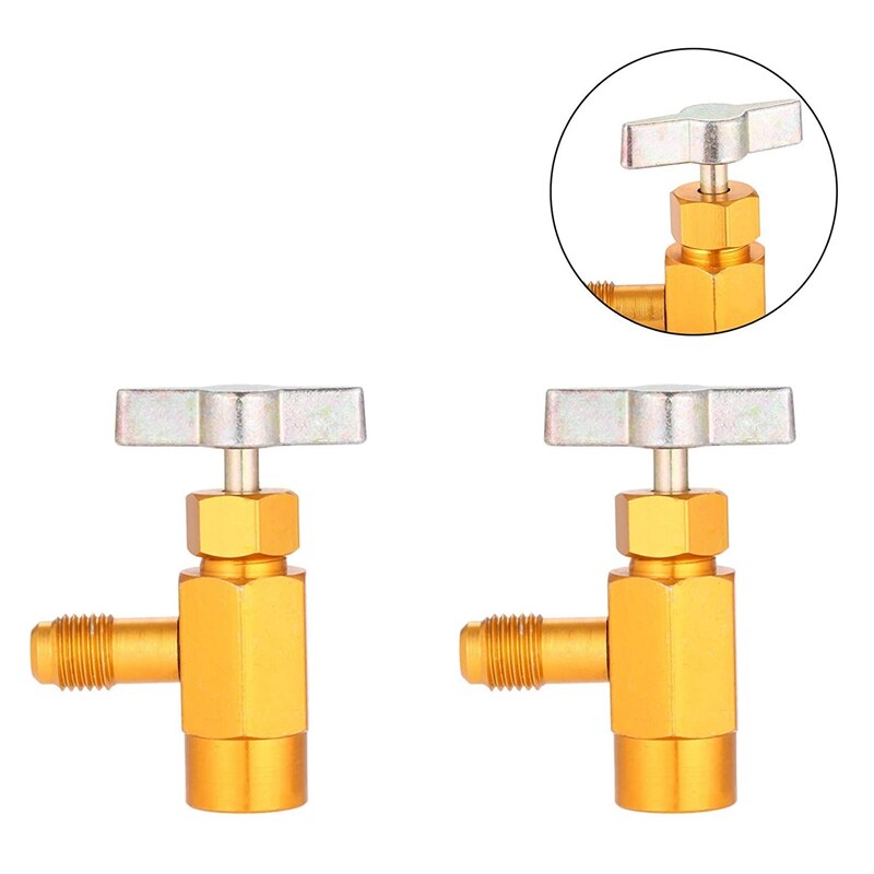 2Pcs R-134A AC and R134A Adaptor Refrigerant R134A Refrigerant Freon 134A Tap 1/2 inch Acme Thread Valve Tool Bottle Opener