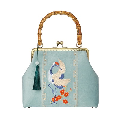 Lost in borsa ricamata con filo vintage, manico in metallo, pochette Petpoint, borsa da sera con chiusura a bacio antica, borsa a tracolla con chiusura a bacio  1524