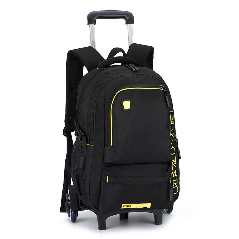 Removable Trolley school Backpack Wheeled Bags Children School Bag Boys girls Travel Bags Child School Backpacks kids schoolbags: yellow