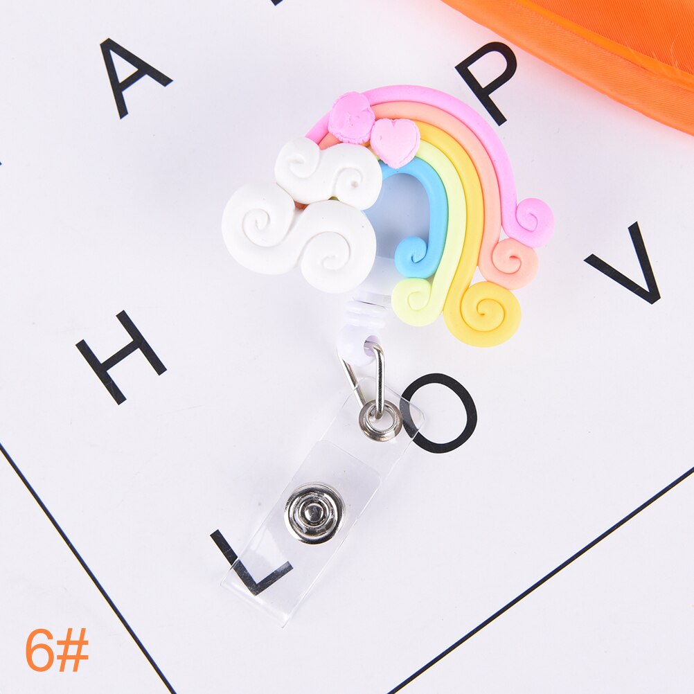 1Pcs Schattige Kleine Tag Kaarthouder Reel Voor Card Leuke Lolly Regenboog Intrekbare Badge Reel Id Card Clip Id badge: N6