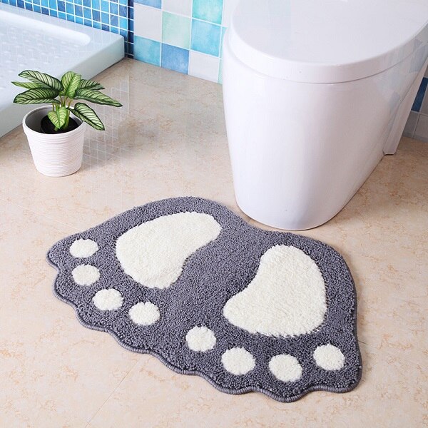 Microfiber Mini Matten Voet Print Badmatten Antislip Badkamer Tapijt Mat Wc Badmat Bad Pad Tapijten Badkamer levert Tapijten: Gray