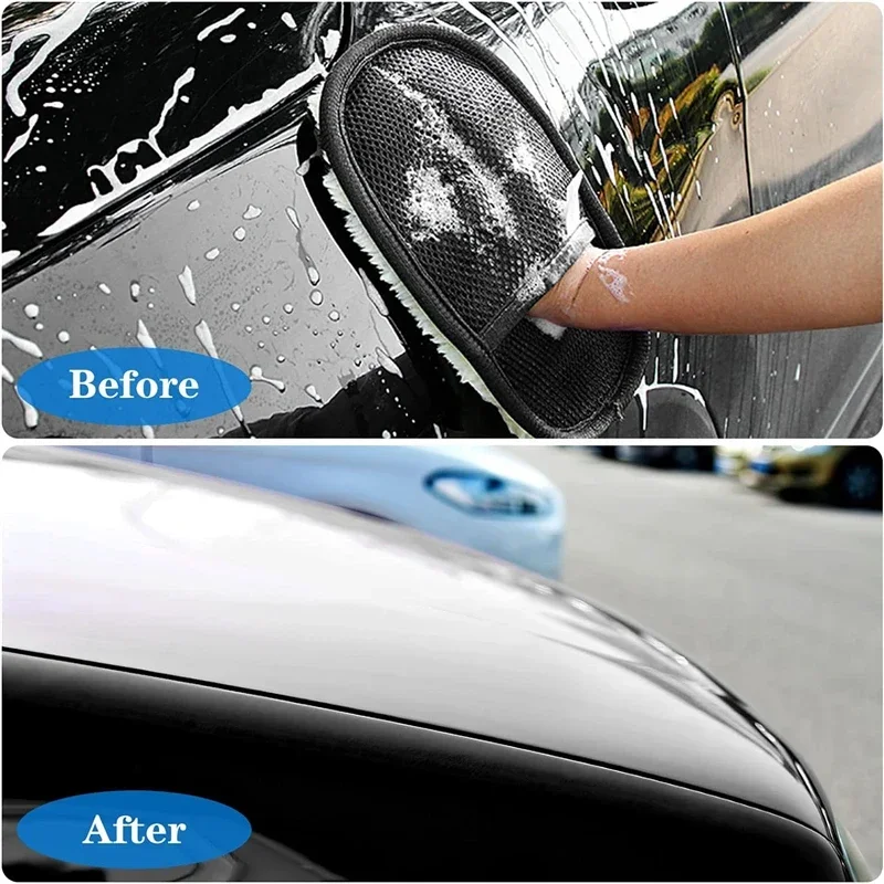 Guante de esponja para limpieza de coche, manopla de lavado para pulir el coche, guantes de microfibra para limpieza de hogares de cocina automotriz, lana, 1/10 Uds.