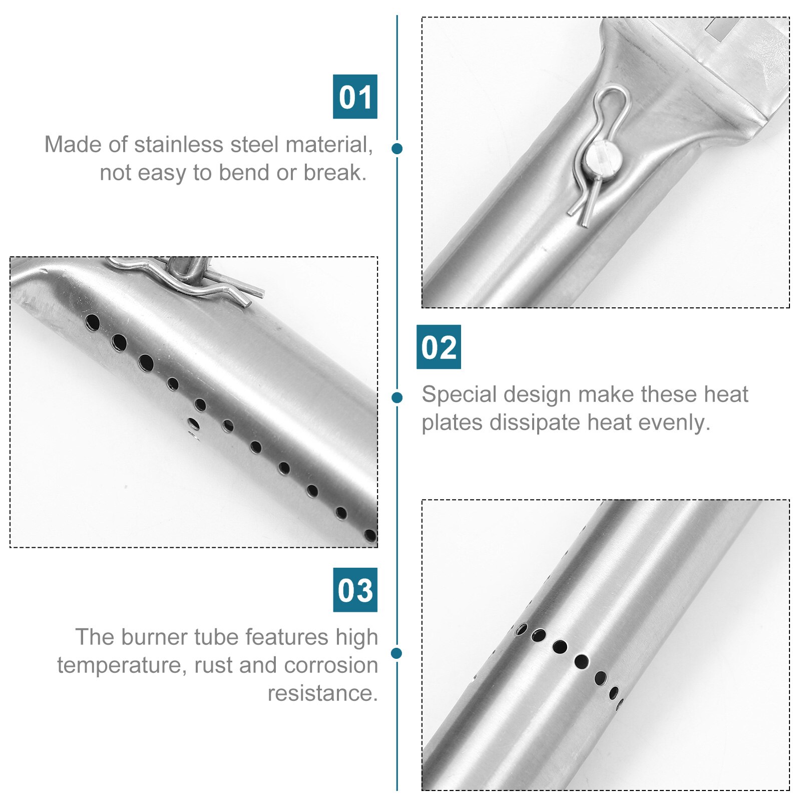 4pcs Stainless Steel Grill Burner Tubes BBQ-Element Tube Replacements Gas Grill Burner Tubes