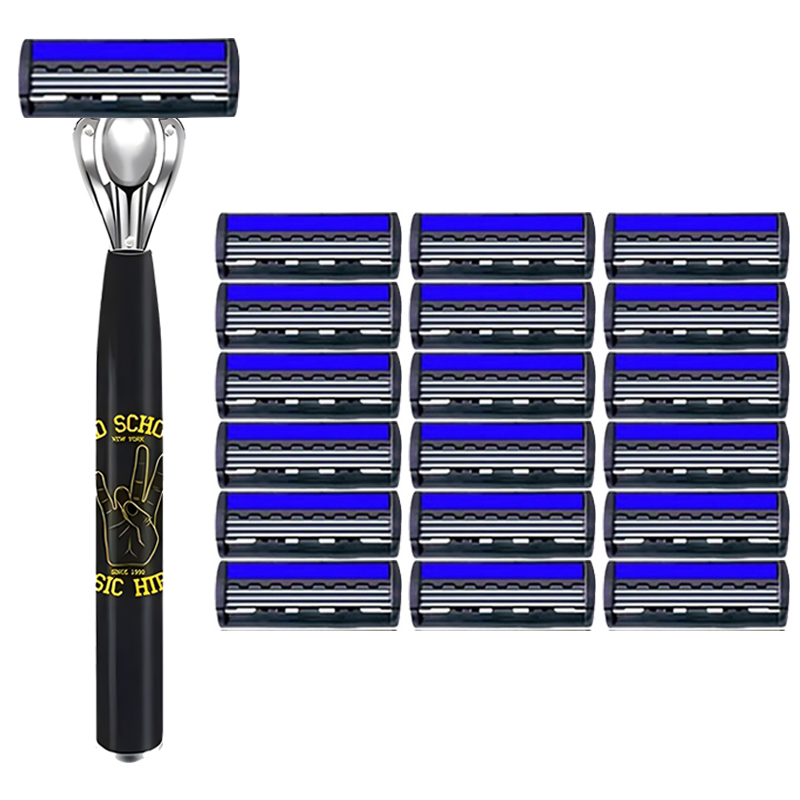 Maquinilla de afeitar Manual de 3 capas para mujer, maquinilla de afeitar clásica, juego de afeitado, cuchillas de acero inoxidable reemplazables, afeitadora para mujer con tira de lubricante, reutilizable: Rojo