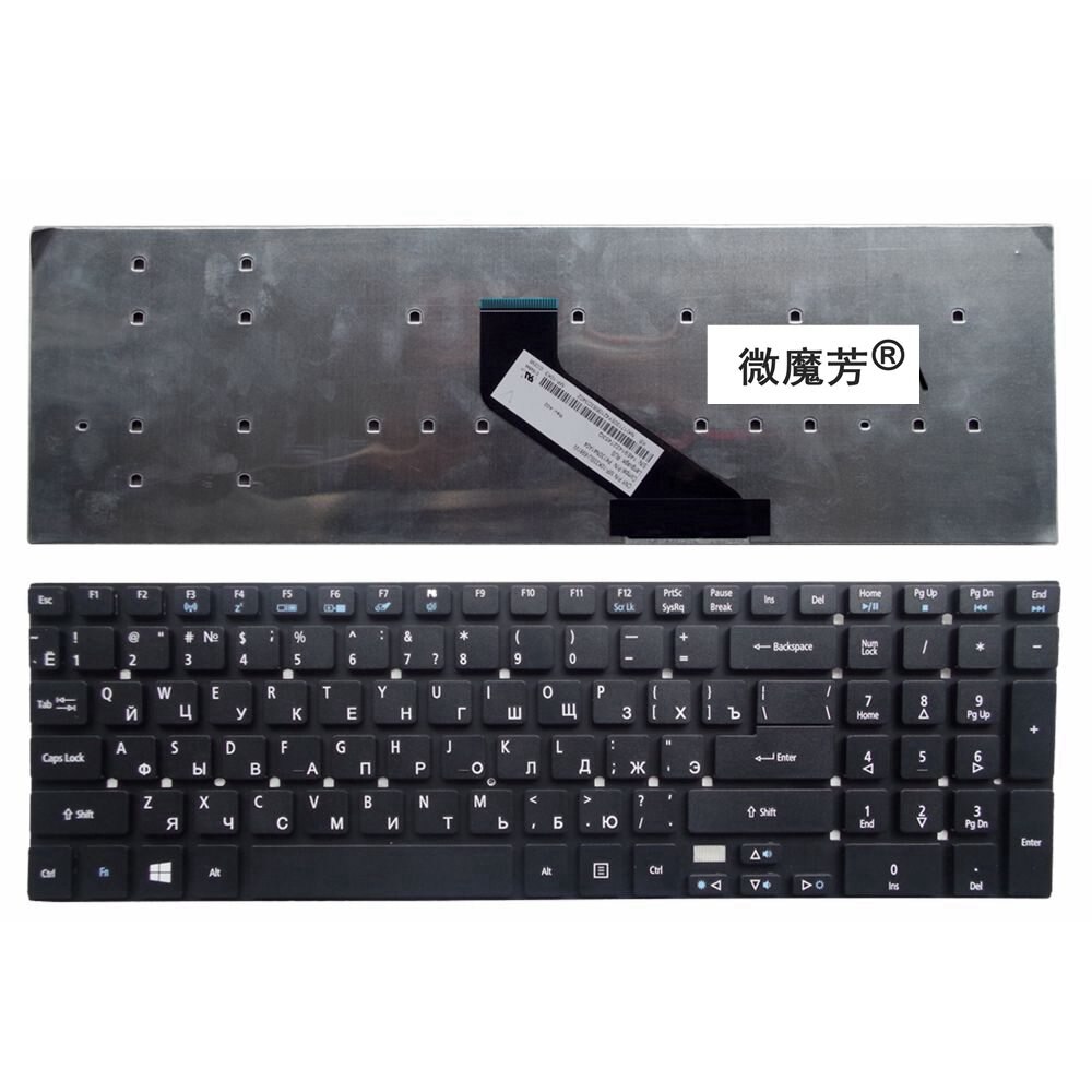 Ru sort til acer  v3-7710 7710g 772g e1-530 530g 572 731 522 5830 5830t 5830tg 5755g v3-571g bærbar tastatur russisk