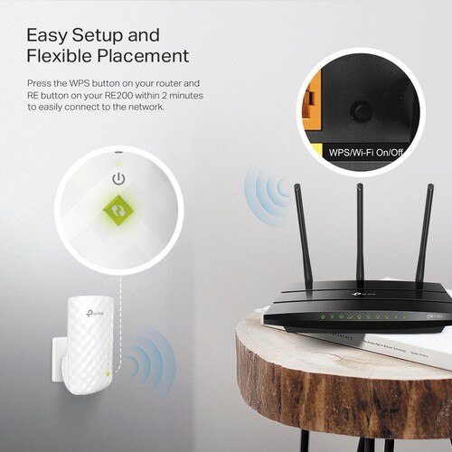 Tp-link RE200 750Mbps Wireless AC Dual Band facile da installare Access Point e Universal Range Extender con porta 1RJ45