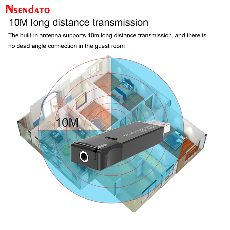 Transmisor V5.3 inalámbrico Compatible con Bluetooth, Adaptador de Audio con conector AUX de 3,5mm AptX LL, auriculares, altavoces, TV, PC y PS4