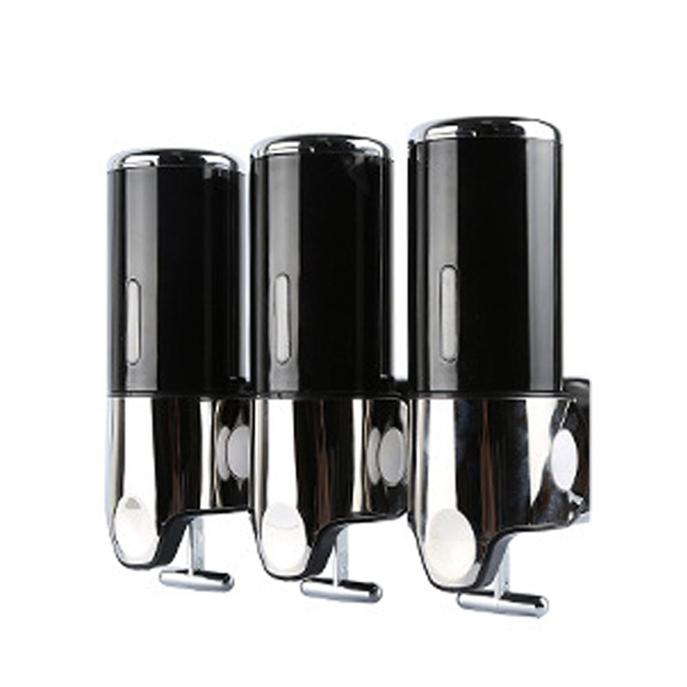 Liquid Soap Dispenser Wall Mounted Shower Gel Dispensers Shampoo Container Kitchen Tools Pump Double Hand Bathroom Soap Bottle: Three Black