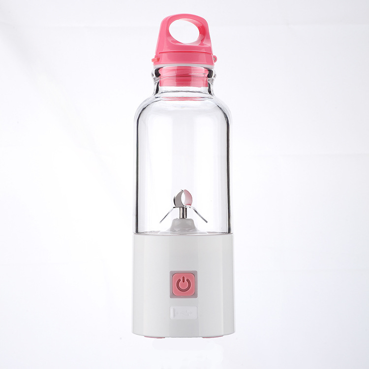 4- blader 500ml elektrisk appelsin sitron juicer kopp bærbar blender frukt grønnsak juice mixer flaske usb oppladbar: Rosa