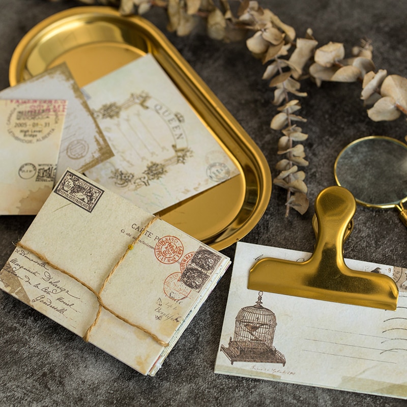 Conjunto de 60 unidades, Vintage pequeño Mini Kraft Cangsheng Tinge, sobres de papel para ventana, sobre de invitación de boda, sobre de , sobre antiguo