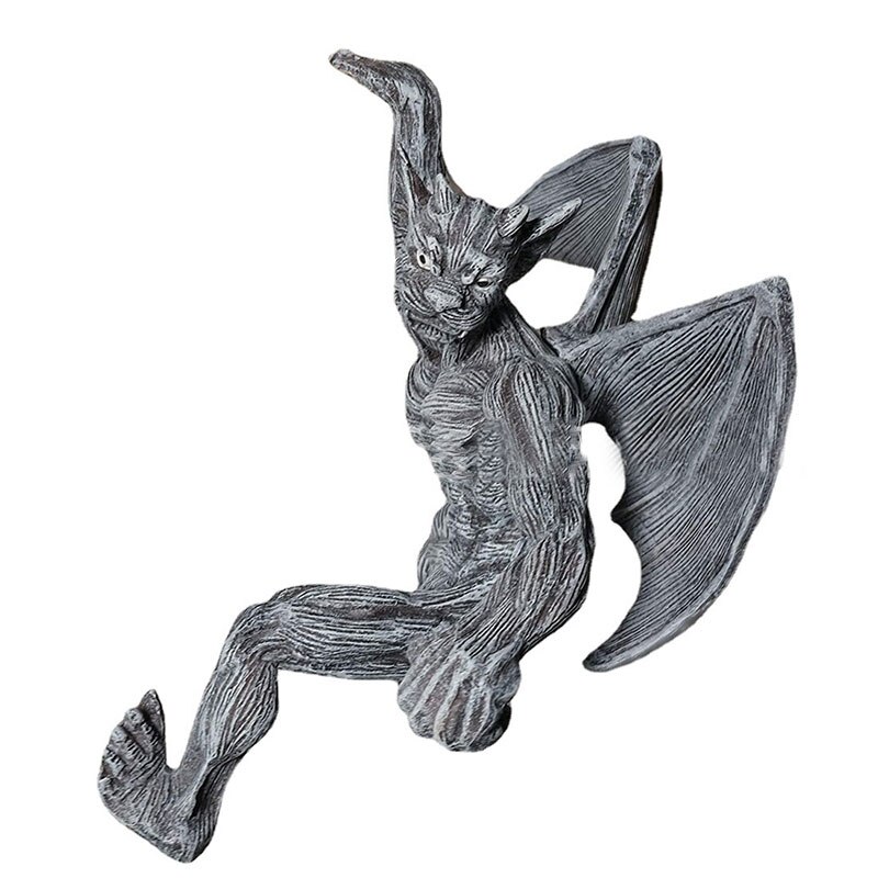 Horror Beest Hanger Standbeeld Voor Outdoor Muur Gemonteerde Resin Wing Devil Ornament Met Een Houding Klimmen Over De Muur JA55