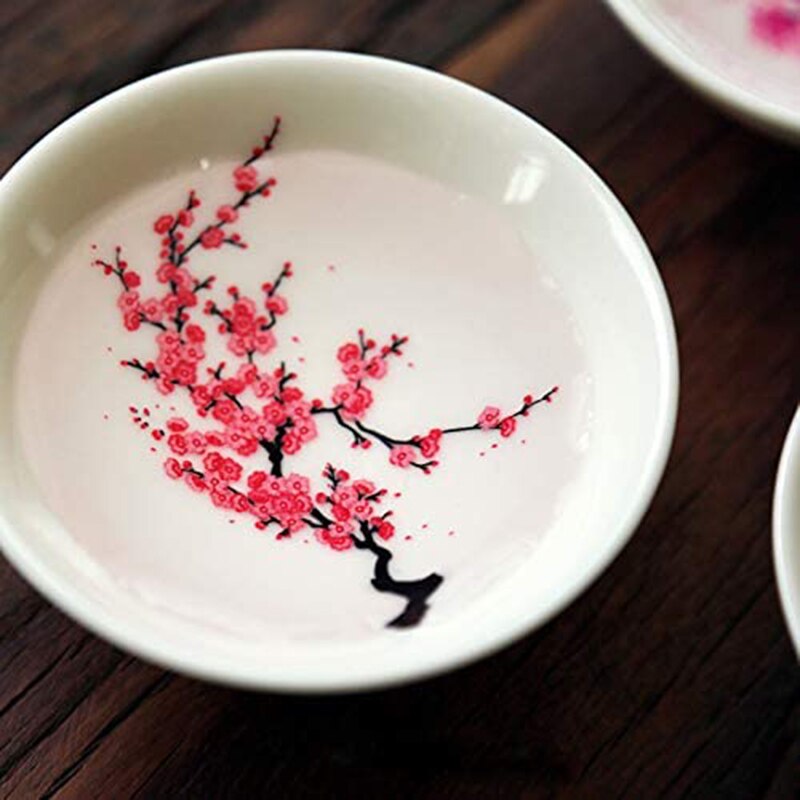 Magic Sakura Sake Cup Kleurverandering Met Koud/Warm Water-Zie Perzik Cherry Bloemen Bloeien Magisch Sakura Blossom thee Kom Dtt