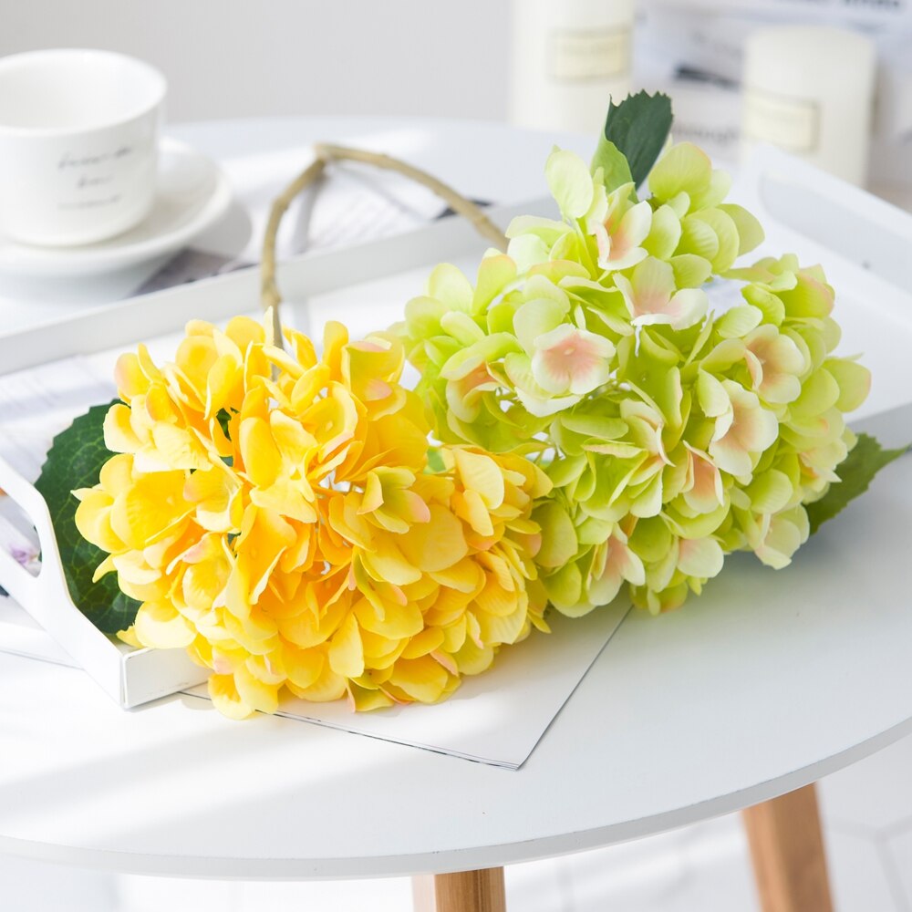 Siden hortensia höst år jul vas för heminredning tillbehör bröllop dekorativa växter billiga konstgjorda blommor