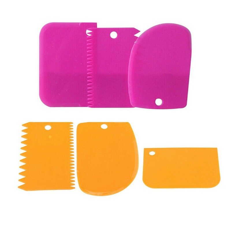3 stuks/partij deeg taartvormpjes spatel voor taart crème schraper pasta uitstekers schraper onregelmatige tanden rand diy gladder