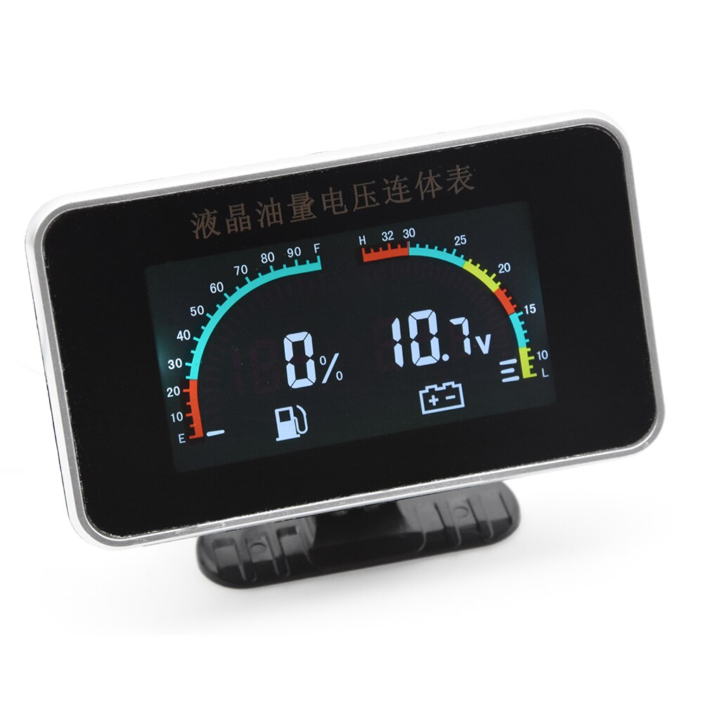 2 In 1 LCD Car Digital ALARM Gauge Voltmeter Volt Fuel Gauge 12v/24v motorcycle fuel level sensor gauges fuel level Universal