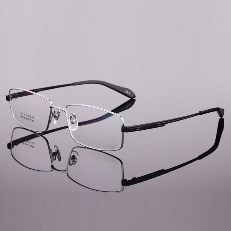 Men Spectacle Frame Eyeglasses Pure Titanium Computer Optical Glasses Clear Lens Frame For Male Prescription Eyewear RS447: RS447 C1 Silver