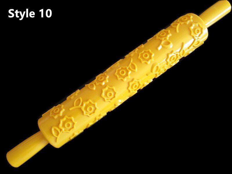 Rouleau à pâtisserie en plastique, outil de décoration de pâtisserie, pour gaufrage, Fondant, artisanat, motif de fleur, cœur: Style 10