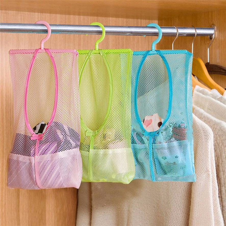 Nul badeværelsesopbevaring tøjklemme mesh taske kroge hængepose organizer brusebad  b7811