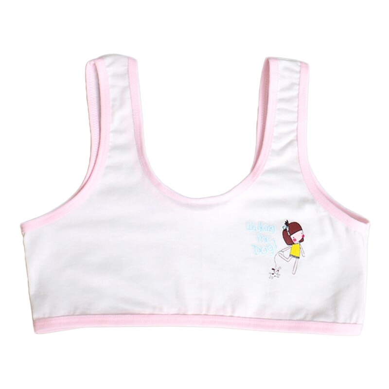 Tenåringe baby jenter nydelig tegneserie trykk undertøy trenings-bh upolstret Vest: Rosa
