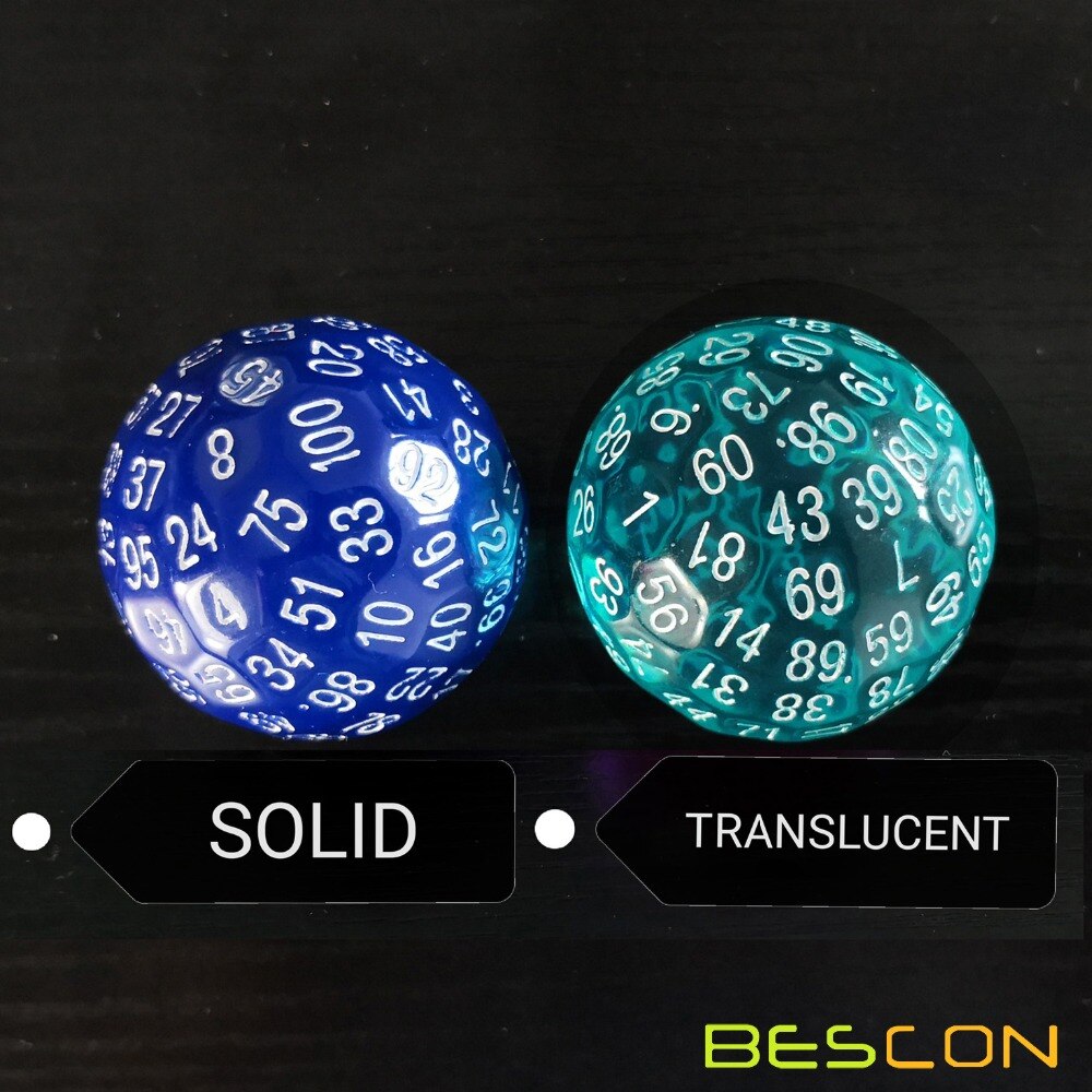 Bescon Transluzenten polyedrisch Würfel 100 Seiten Würfel, transparent D 100 sterben, 100 Seitige Würfel, D 100 Spiel Würfel, 100-Seitige Würfel von blaugrün