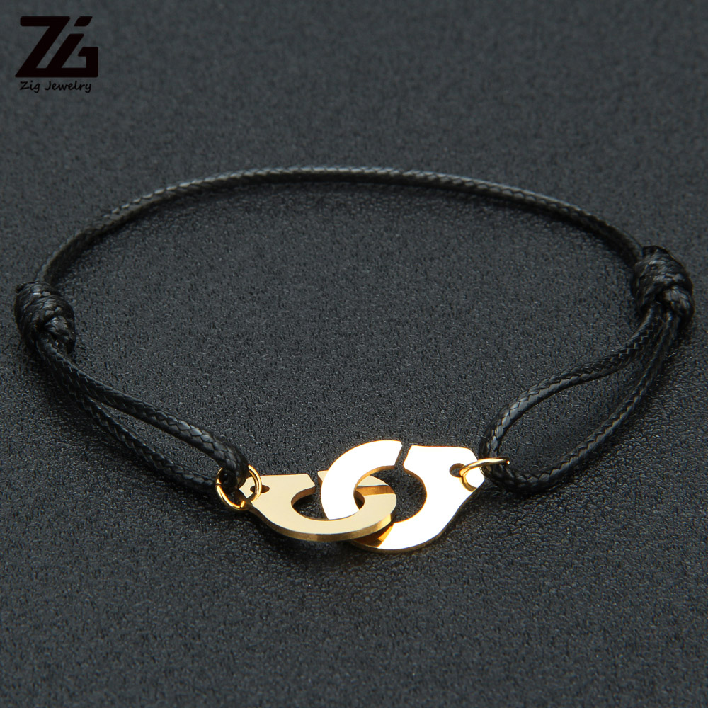 ZG Handcuff Rope Bracelet For Women Mens Bracelets Stainless Steel couple bracelet Jewelry