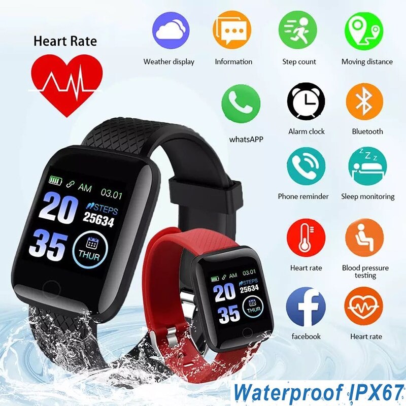 116Plus Smart Horloge Armband Band Hartslag Zuurstof Bloeddruk Sport Fitness Tracker Bluetooth Polsband Smartwatch