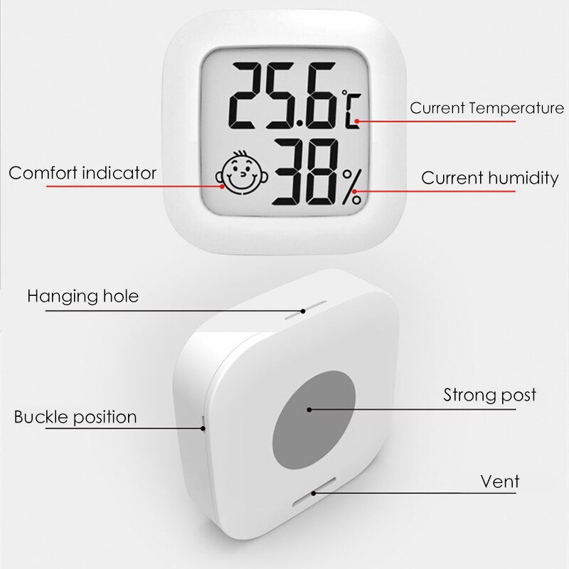 Mini Thermometer Hygrometer Indoor Thermometer Kamertemperatuur Gauge Monitor Meter Met Smiley