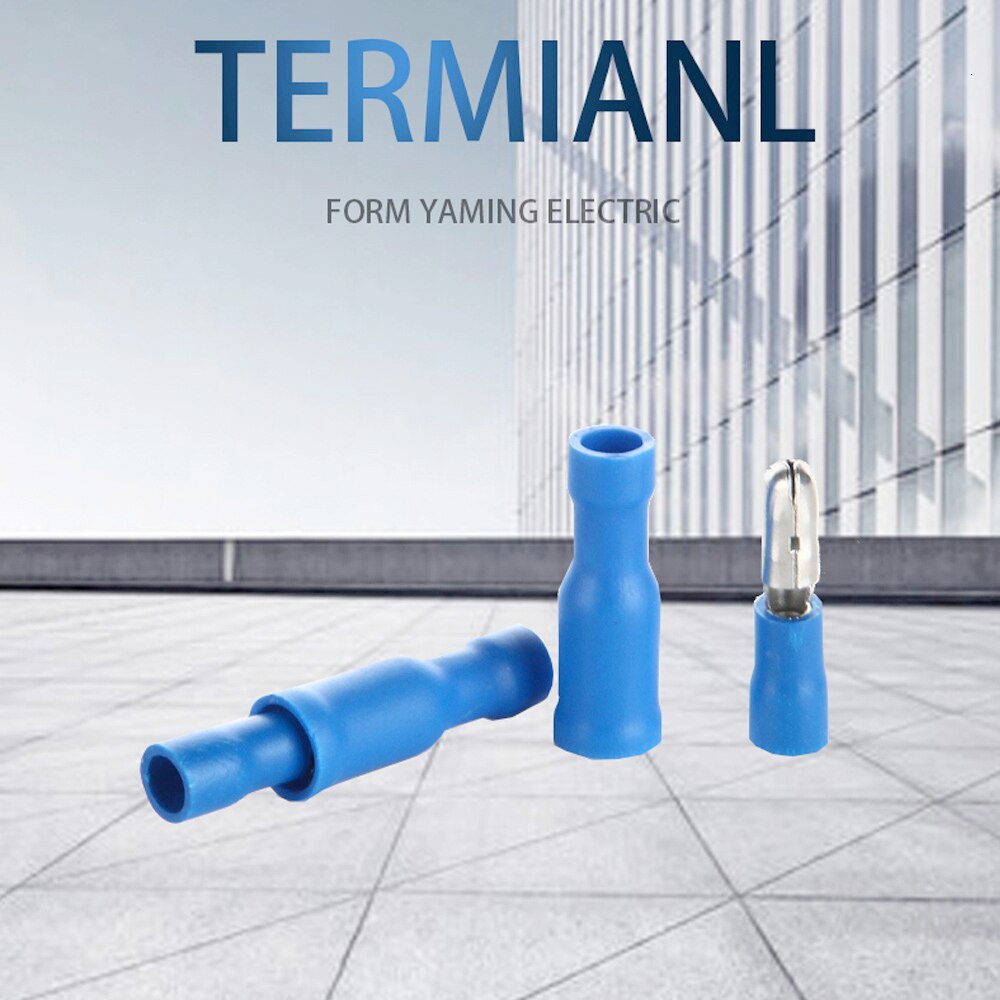 YM001 Terminal connectors 20set/bag blue Female with Male bullet shape copper Spade Insulated Electrical Crimp