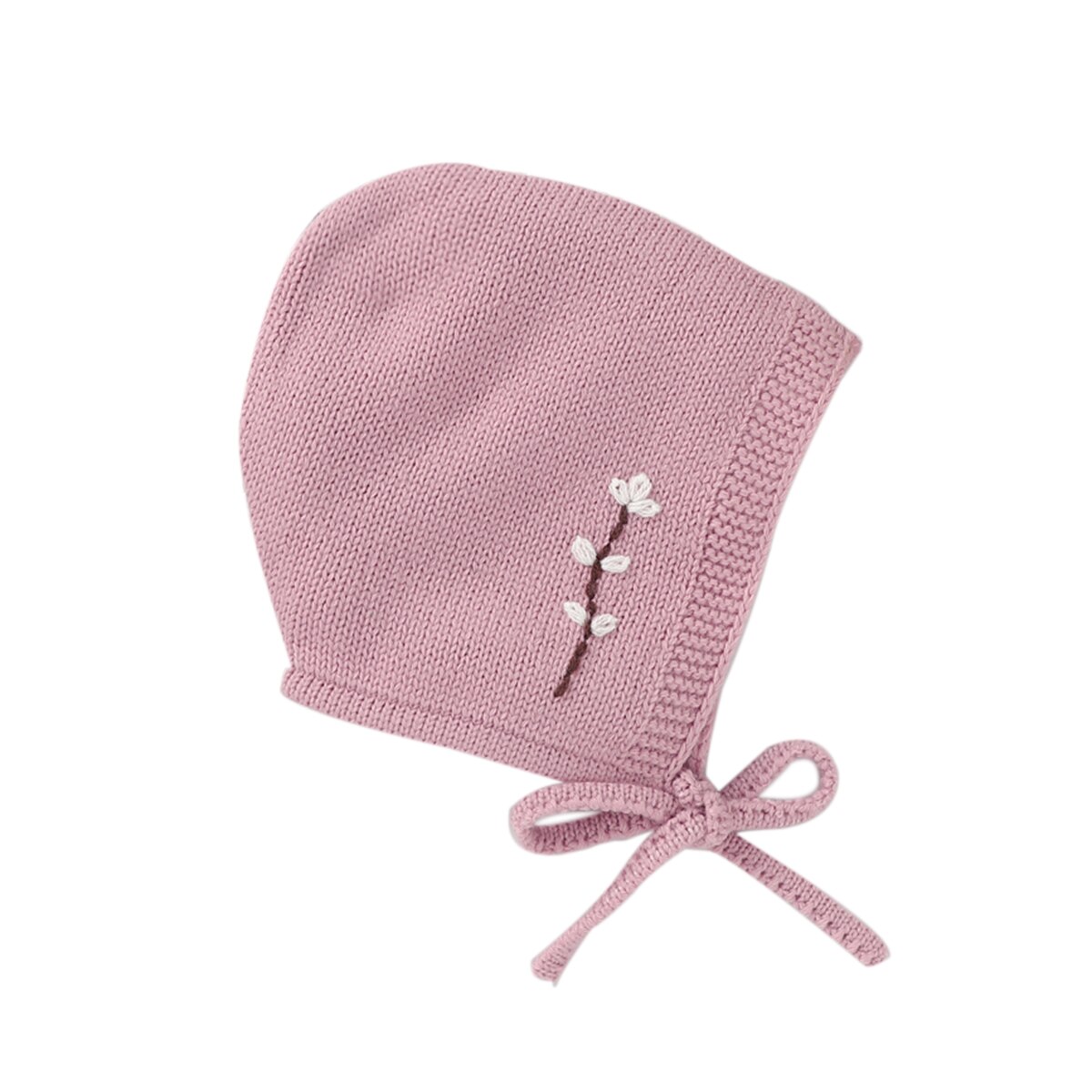 Pasgeboren Baby Ziekenhuis Bonnet Knit Bloemen Warm Beanie Cap Met Kinband Voor Baby Jongens En Meisjes