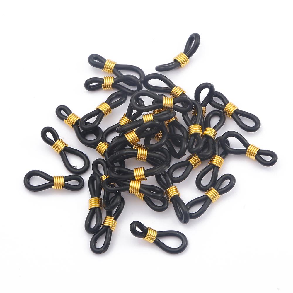 20pcs/lot 20x6mm Adjustable Glasses Chain Silicone Rubber Ring Non Slip DIY Connector Strap Eyelets Rope glasses Cord Accessory: black