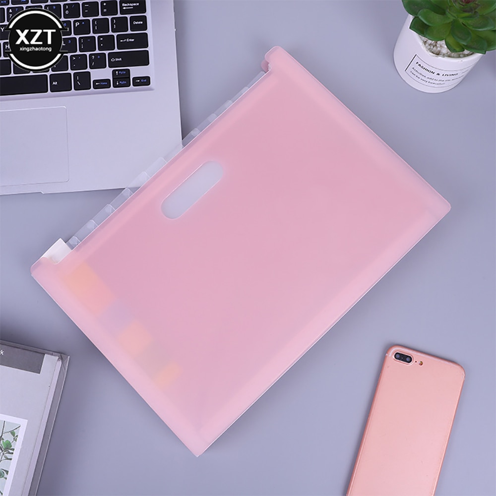 Cartella di estensione tasche funziona fisarmonica ufficio A4 file gestore cartella a fisarmonica verticale per documenti attività commerciale scrivania organizer: rosa