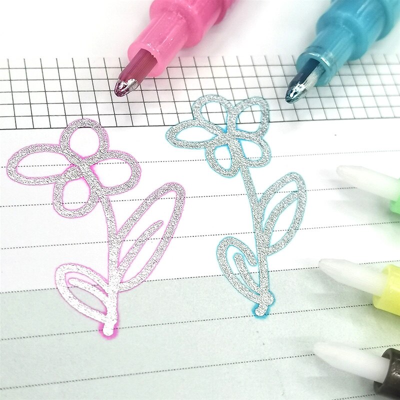 8 Color Double Line Outline Pen Double Colors Mark... – Vicedeal